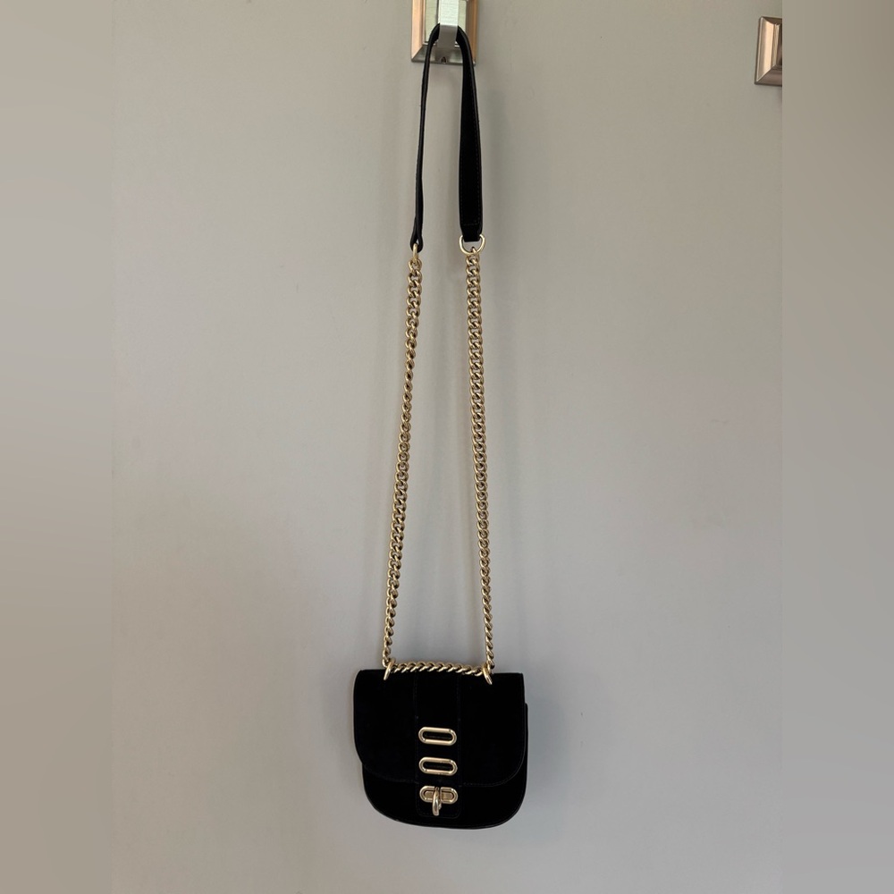 Tila March Black Suede Crossbody Bag